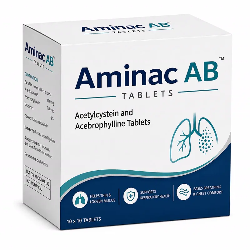 Aminac AB Acetylcysteine and Acebrophylline Tablets, 10 x 10 pack