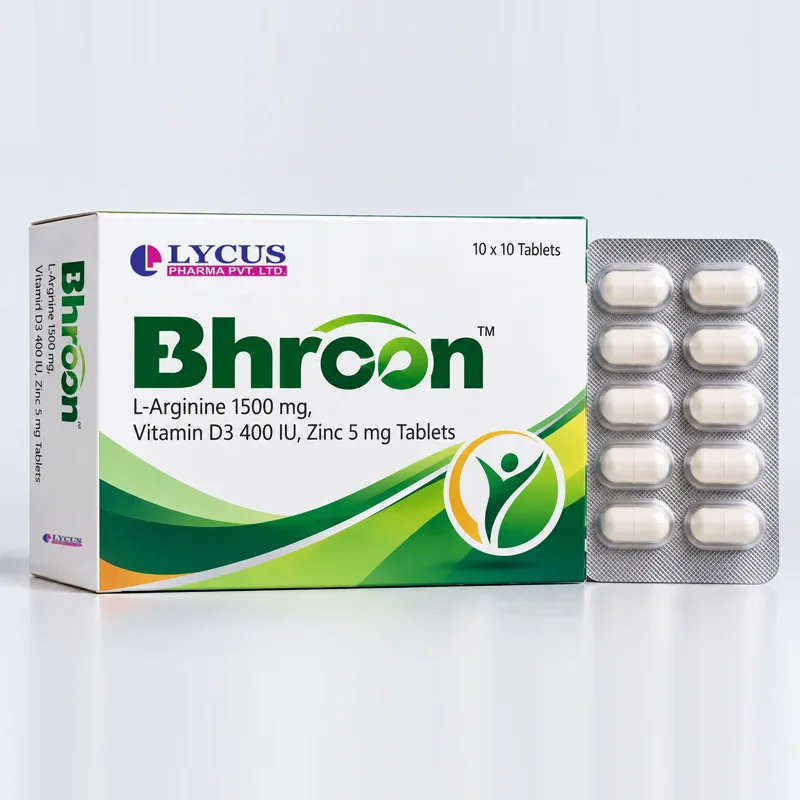 Bhroon L-Arginine 1500 mg, Vitamin D3 400 IU and Zinc 5 mg Tablets